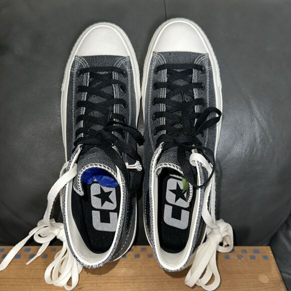 CONVERSE 11 M/13 W Unisex Black Genuine Snake Print Leather Skate Sneakers - Picture 10 of 15